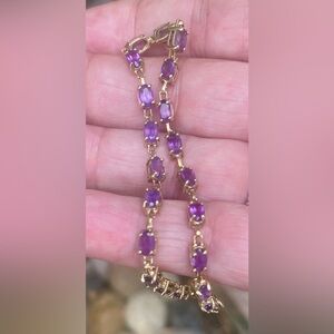 1SOLD—MERC-/10k yellow gold VINTAGE AMETHYST  Tennis Bracelet size 7 3/4”